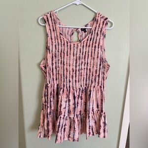 Pink Tie-Dye Sleeveless Women's Top